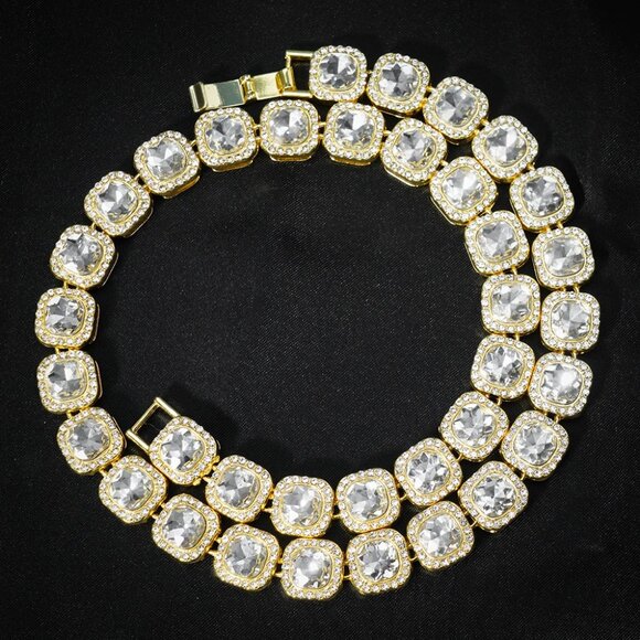 ⭐ Large 22" Long Iced Out Diamond 46 Ctw. Chain 13mm Wide 18k Yellow Gold ⭐ - Picture 4 of 5